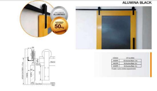 Kit Porta Aparente Alumina Black